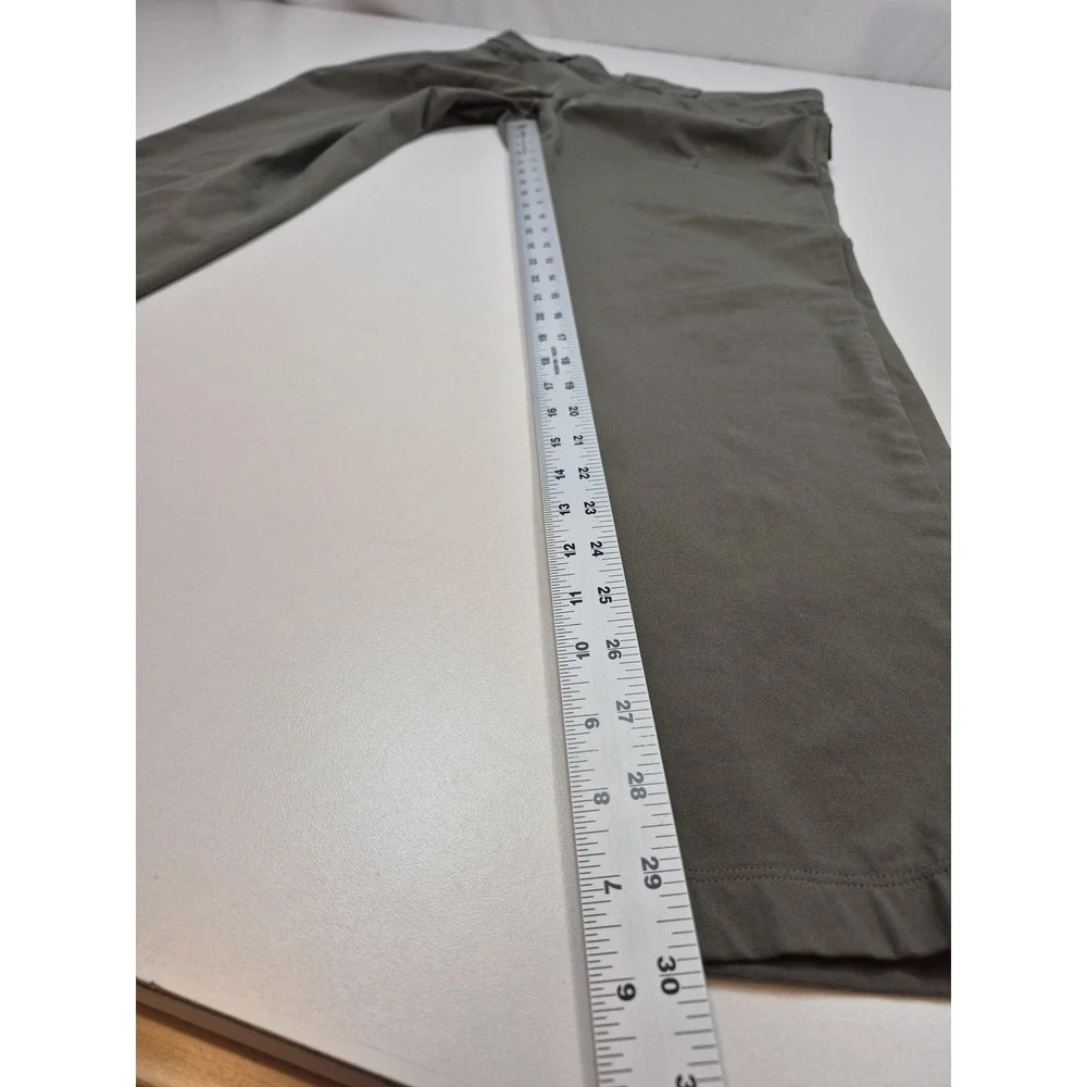 ABC Slim-Fit 5 Pocket Pant 33x30 Green Chino Straight Casual Stretch FLAW Repair